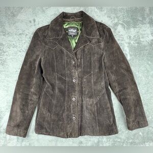 Wilson’s Leather Maxima Suede Jacket Brown Womens Size M 90s Western Y2K Vintage